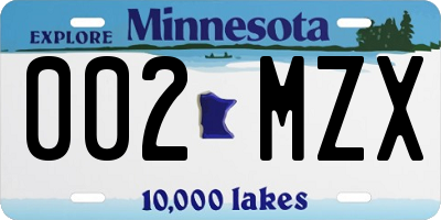 MN license plate 002MZX