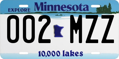 MN license plate 002MZZ