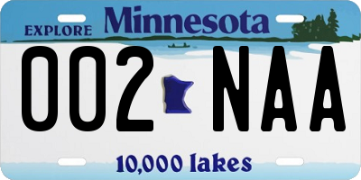 MN license plate 002NAA