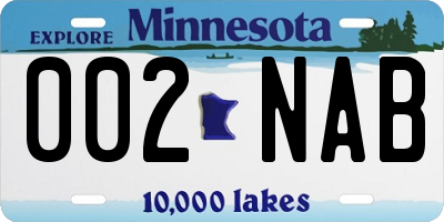 MN license plate 002NAB