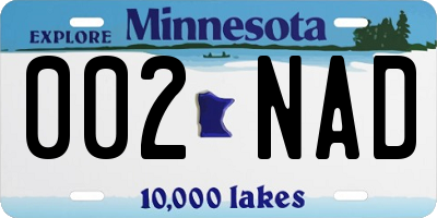MN license plate 002NAD