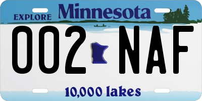 MN license plate 002NAF