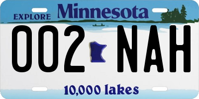 MN license plate 002NAH