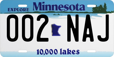 MN license plate 002NAJ