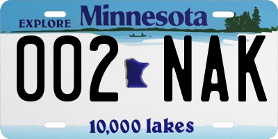 MN license plate 002NAK