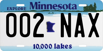 MN license plate 002NAX