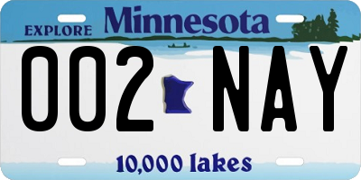 MN license plate 002NAY