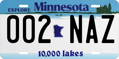 MN license plate 002NAZ