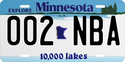 MN license plate 002NBA