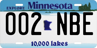 MN license plate 002NBE