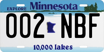 MN license plate 002NBF