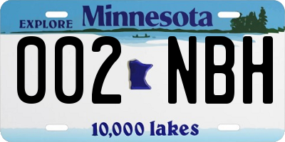 MN license plate 002NBH