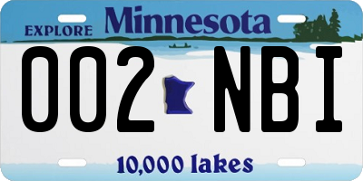 MN license plate 002NBI