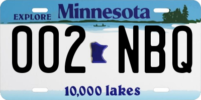 MN license plate 002NBQ