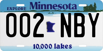 MN license plate 002NBY
