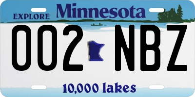 MN license plate 002NBZ