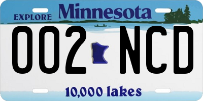 MN license plate 002NCD