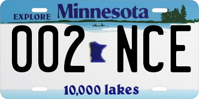 MN license plate 002NCE