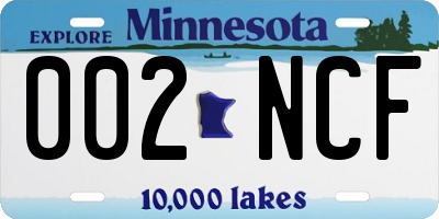 MN license plate 002NCF
