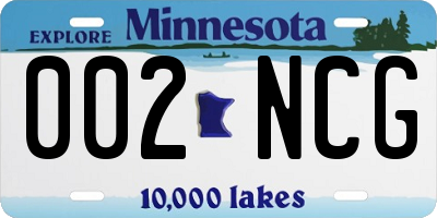 MN license plate 002NCG