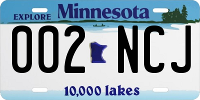 MN license plate 002NCJ