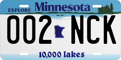 MN license plate 002NCK