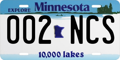 MN license plate 002NCS