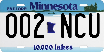 MN license plate 002NCU
