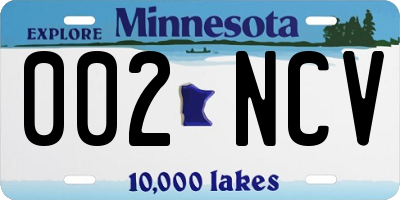 MN license plate 002NCV
