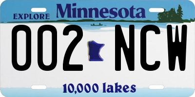 MN license plate 002NCW