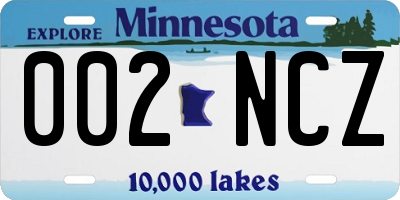 MN license plate 002NCZ