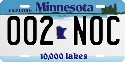 MN license plate 002NOC