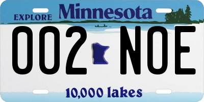 MN license plate 002NOE