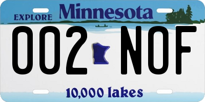 MN license plate 002NOF