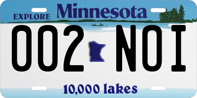 MN license plate 002NOI