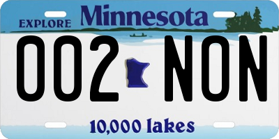 MN license plate 002NON