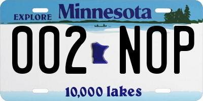 MN license plate 002NOP