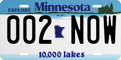 MN license plate 002NOW