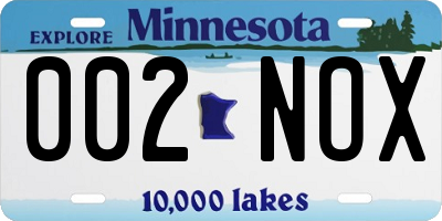 MN license plate 002NOX
