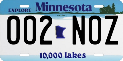 MN license plate 002NOZ