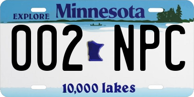 MN license plate 002NPC