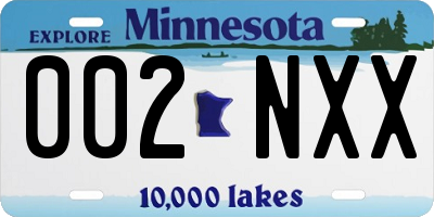 MN license plate 002NXX