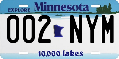MN license plate 002NYM