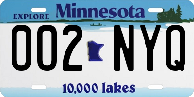 MN license plate 002NYQ