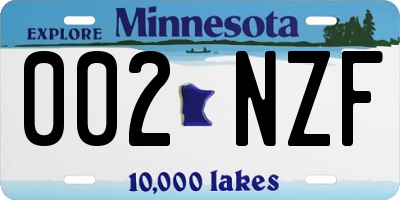 MN license plate 002NZF