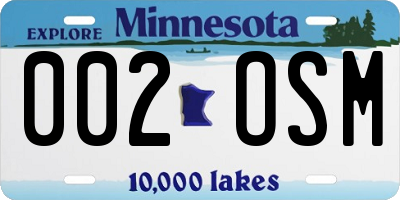 MN license plate 002OSM