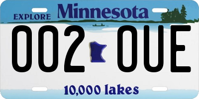 MN license plate 002OUE