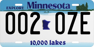 MN license plate 002OZE