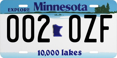 MN license plate 002OZF