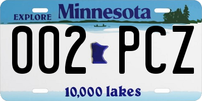 MN license plate 002PCZ